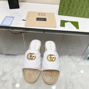 GUCCI GG MARMONT GREAT WHITE ESPADRILLE SANDAL WOMEN 39 (9 US) – RETAIL $590.00+